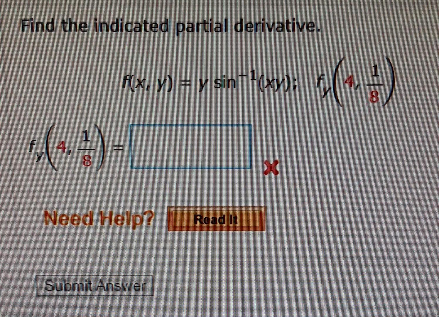 partial derivative of cos xy with respect to y