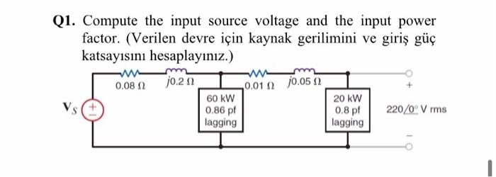 Solved 1. Compute the input source voltage and the input | Chegg.com