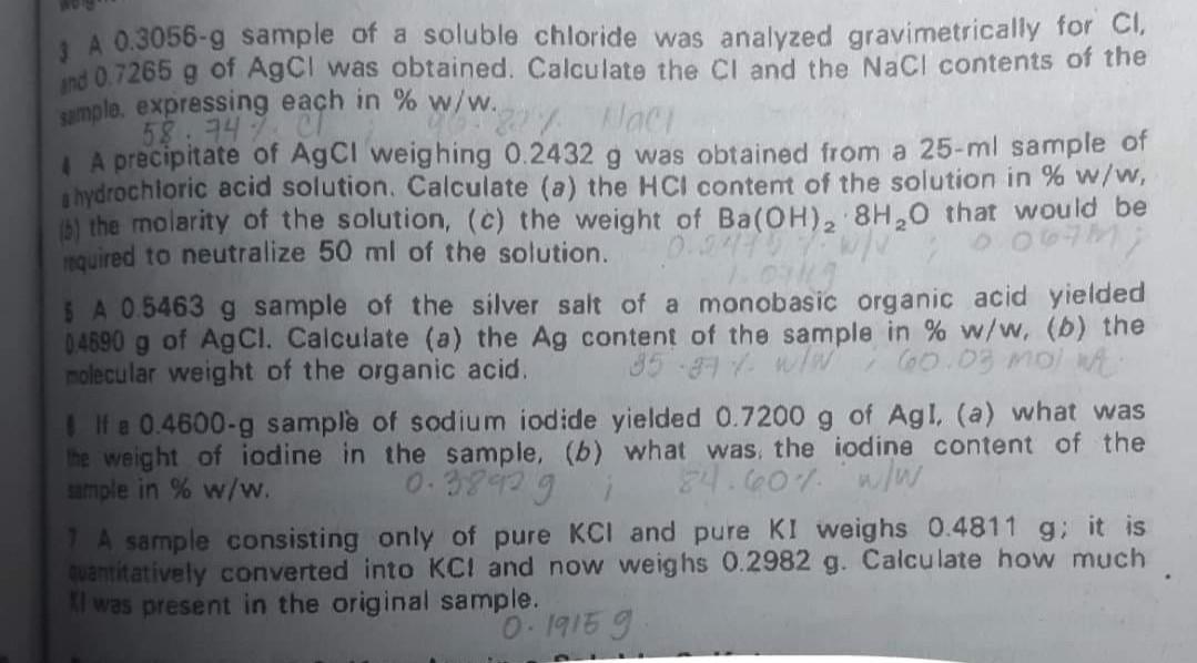 Solved w w. A 0.3056 9 sample of a soluble chloride was Chegg