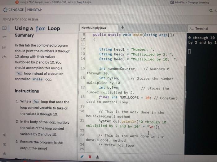 Solved Using a Loop in Java - CIS115-H150. Intre to Prog & | Chegg.com