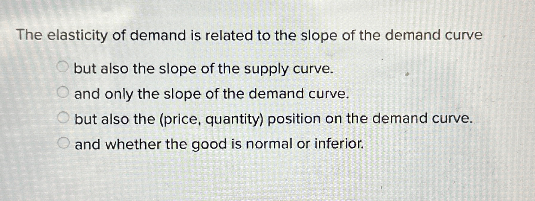 the slope of demand curve depends on