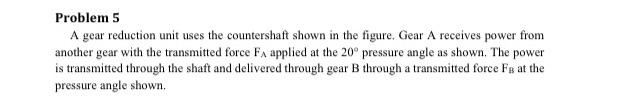 Solved Problem 5 A gear reduction unit uses the countershaft | Chegg.com