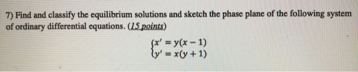 Solved 7) Find and classify the equilibrium solutions and | Chegg.com
