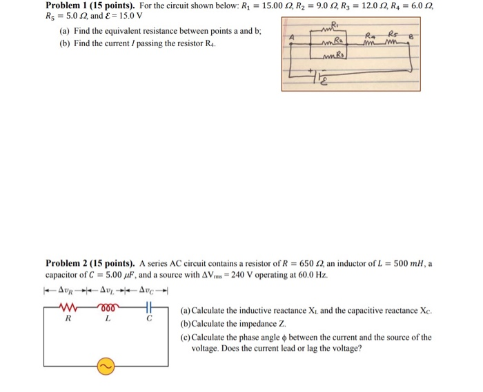 Solved Problem 1 (15 points). For the circuit shown below: | Chegg.com