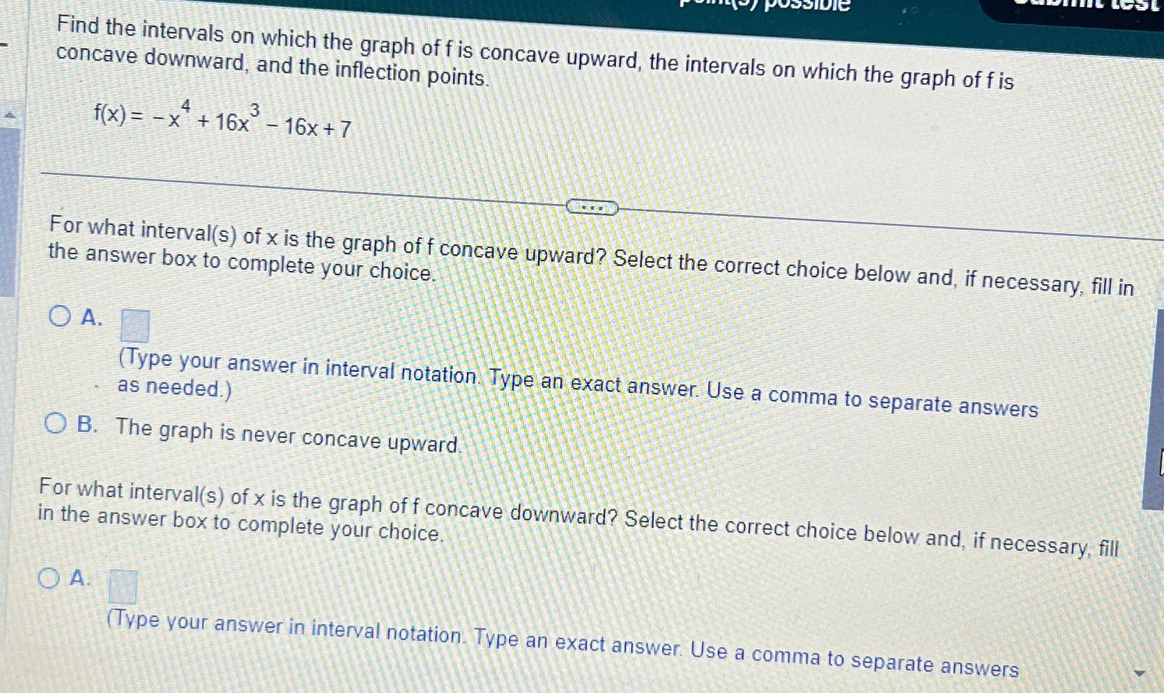 Solved Find The Intervals On Which The Graph Of F ï Is Chegg