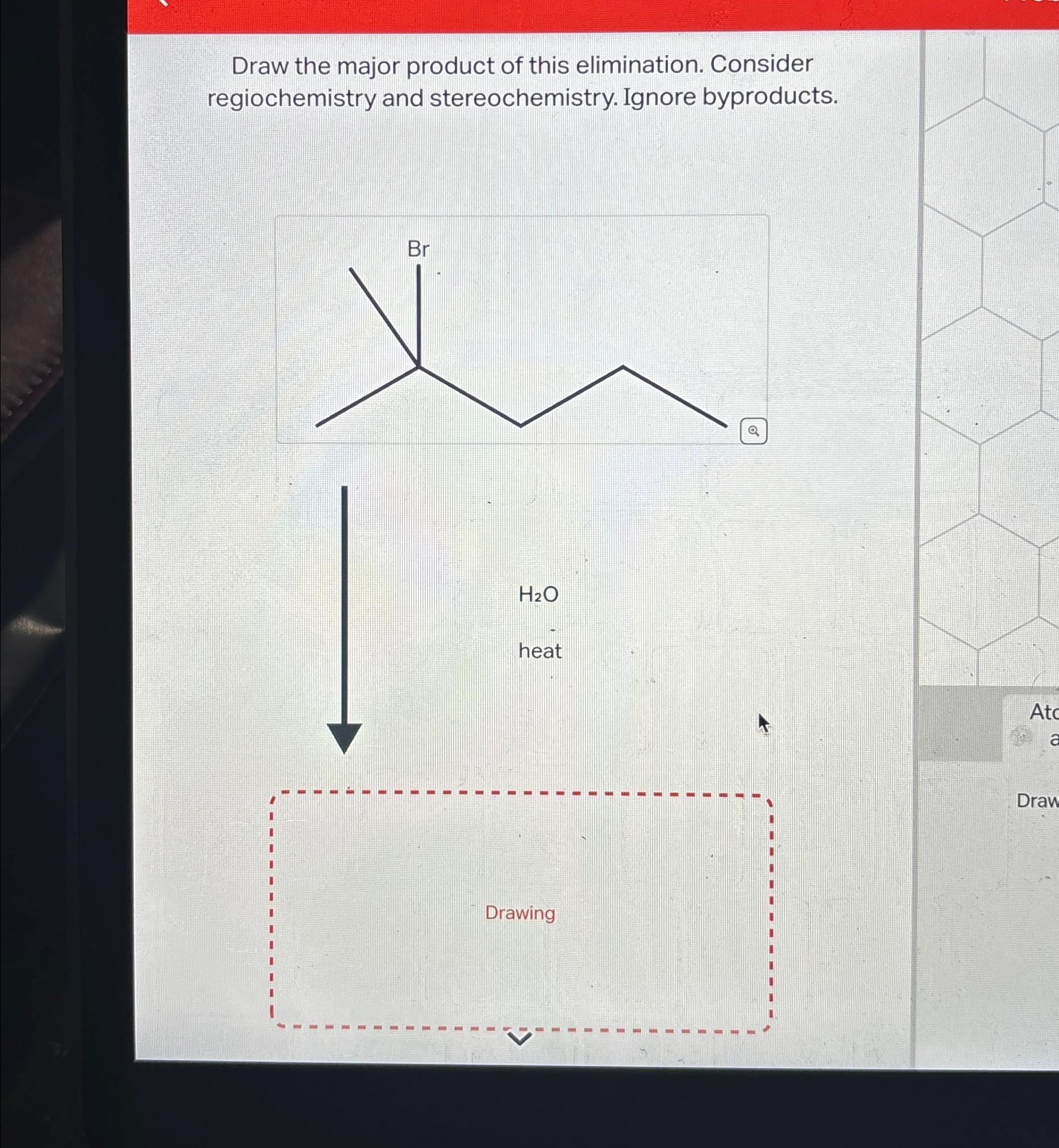 Solved Draw the major product of this elimination. Consider | Chegg.com