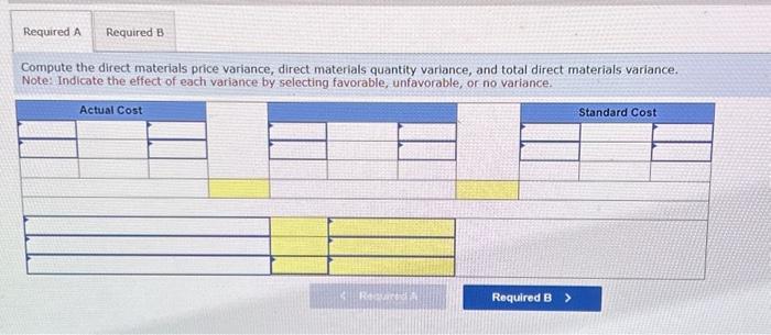 Solved A company's direct materials standard for one unit is | Chegg.com