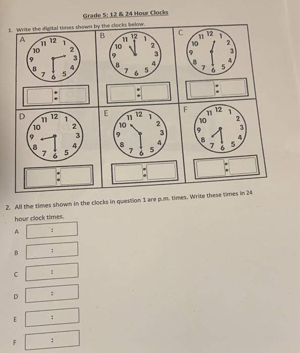 Solved write the time in numbers and than write the time in | Chegg.com