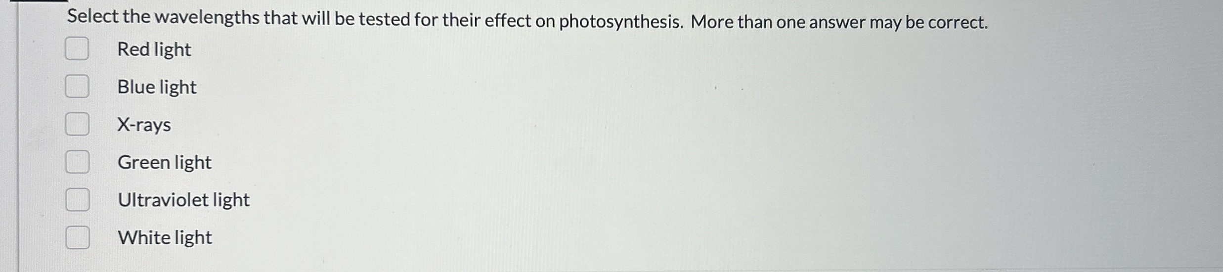 Solved Select the wavelengths that will be tested for their