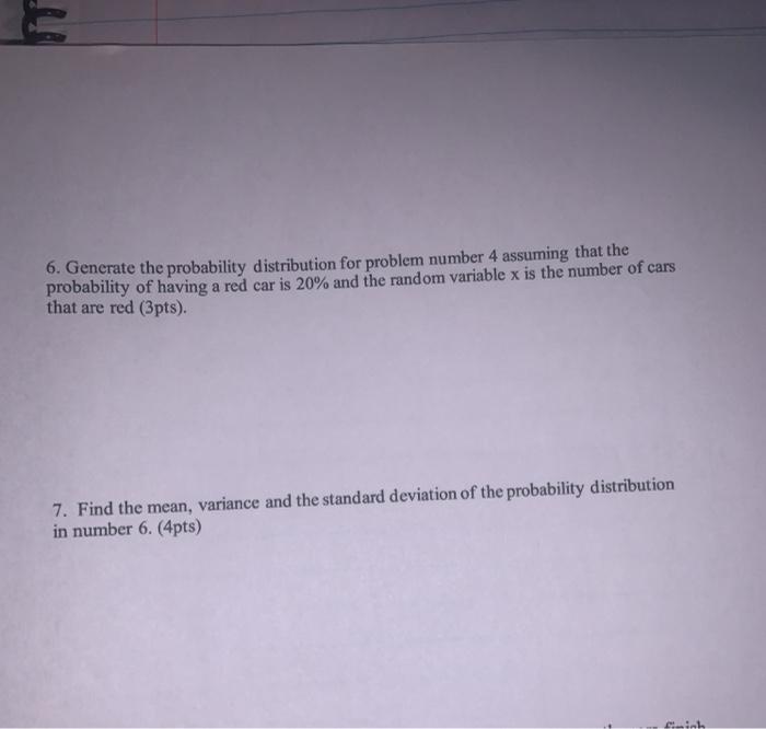 Solved 6. Generate the probability distribution for problem | Chegg.com