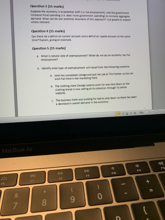 Solved Question 3 (15 marks) Suppose the economy is at | Chegg.com