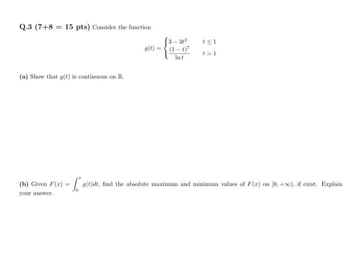 Solved Q.3 (7+8=15pts) Consider the function | Chegg.com