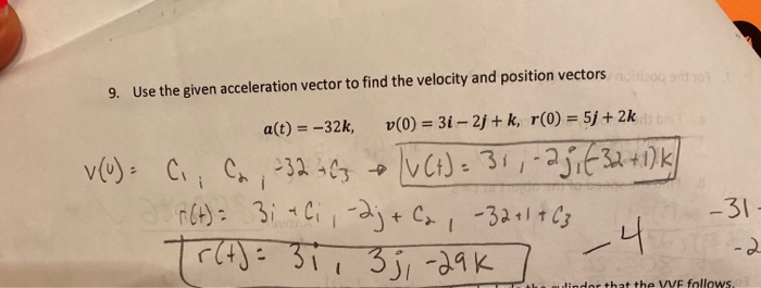 Solved 9. Use the given acceleration vector to find the | Chegg.com