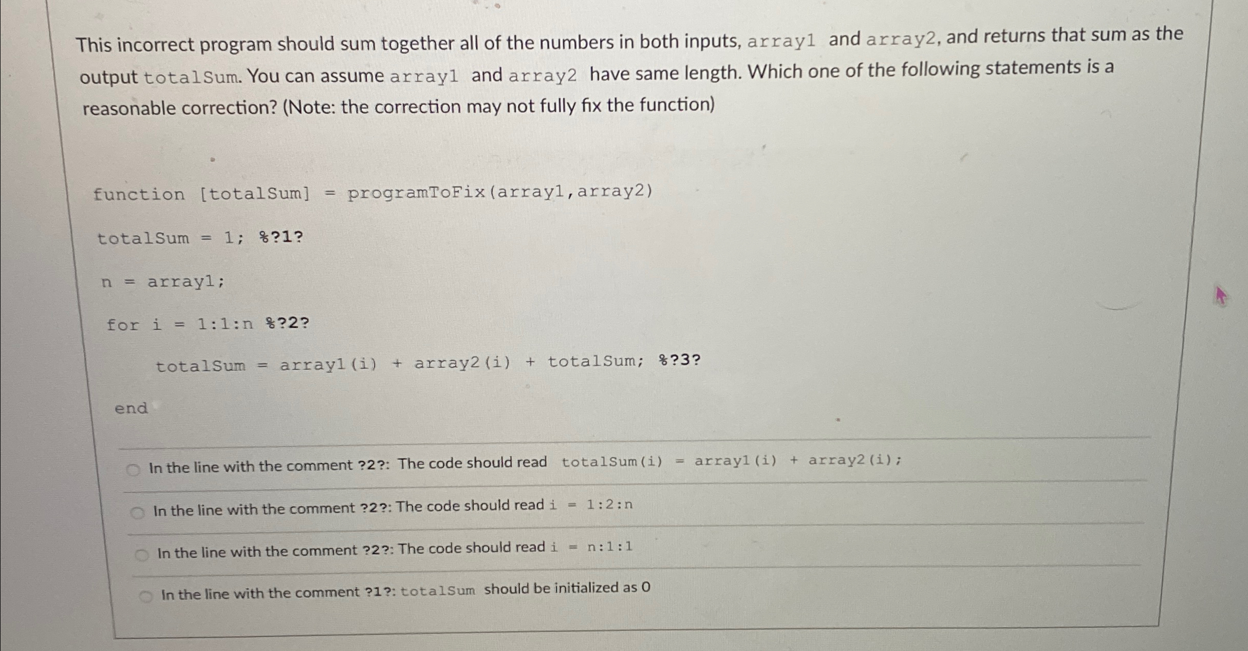 This incorrect program should sum together all of the | Chegg.com
