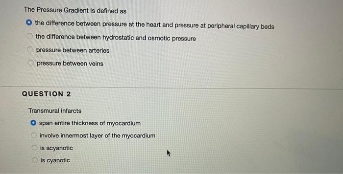 The Pressure Gradient is defined as O the difference between pressure at the heart and pressure at peripheral capillary beds