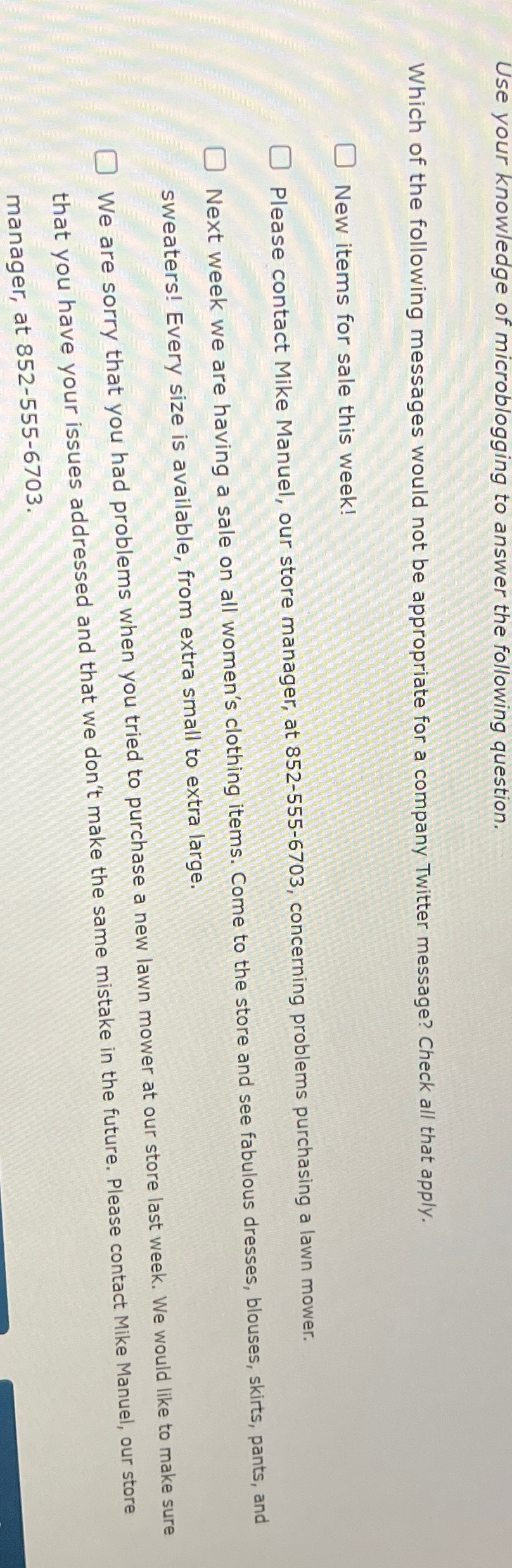 Solved Use your knowledge of microblogging to answer the | Chegg.com