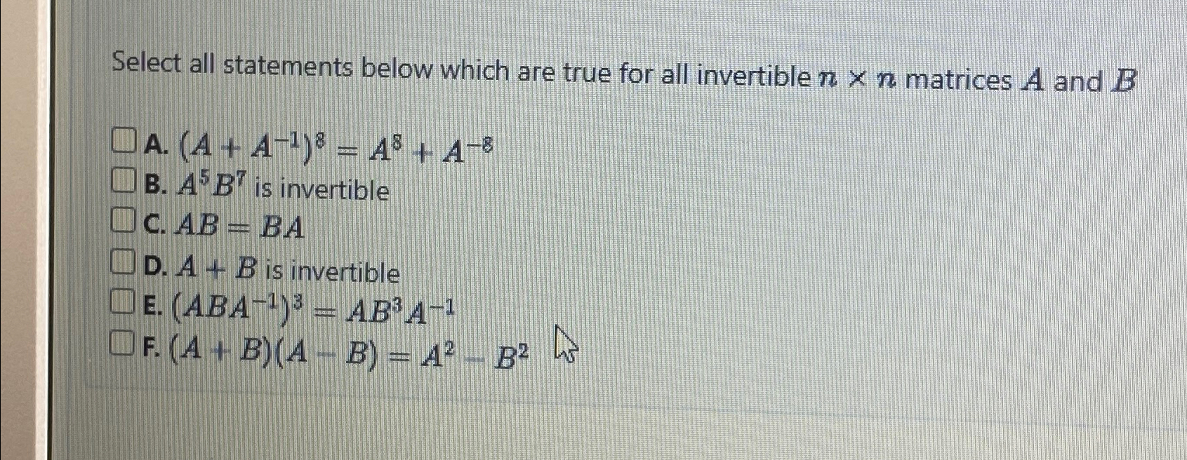 Solved Select All Statements Below Which Are True For All | Chegg.com