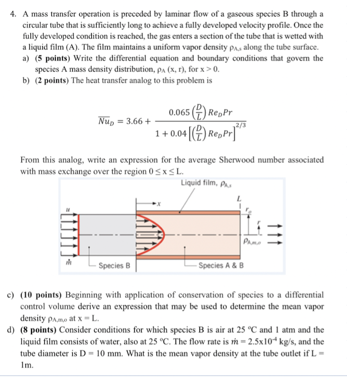 A mass transfer operation is preceded by laminar flow | Chegg.com