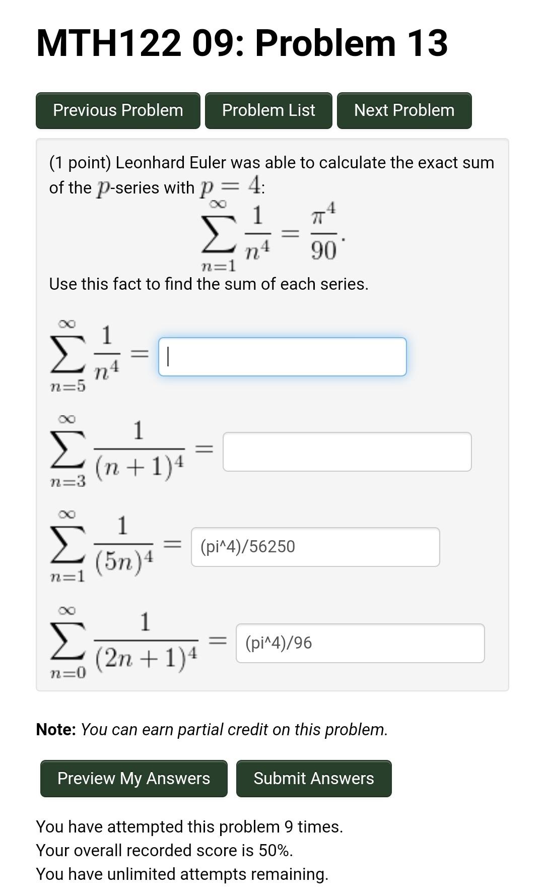Solved MTH122 09: Problem 13 Previous Problem Problem List | Chegg.com