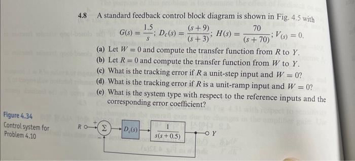 Solved 4.8 A standard feedback control block diagram is | Chegg.com