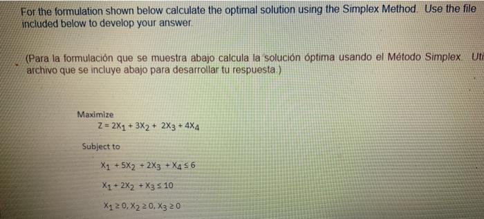 Solved For the formulation shown below calculate the optimal | Chegg.com