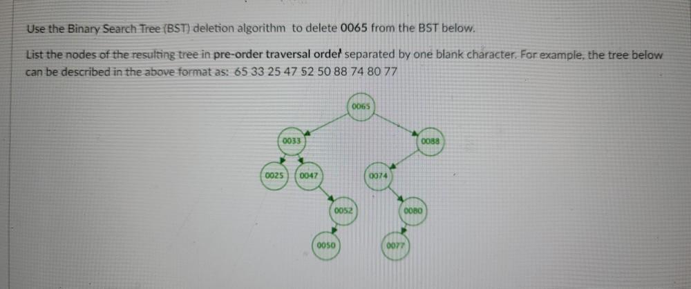 Solved Use the Binary Search Tree (BST) deletion algorithm | Chegg.com