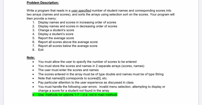 Solved Problem Description: Write a program that reads in a | Chegg.com