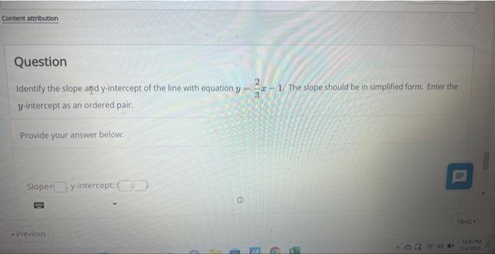 Solved Identify The Slope And Y Intercept Of The Line With Chegg Com   Image