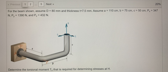 Solved « Previous 1 2 ... 5 Next >> 20% For the beam shown, | Chegg.com