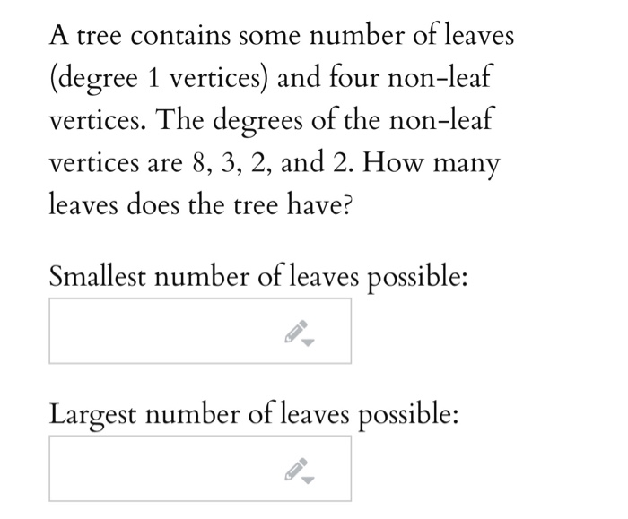 Solved A tree contains some number of leaves (degree 1