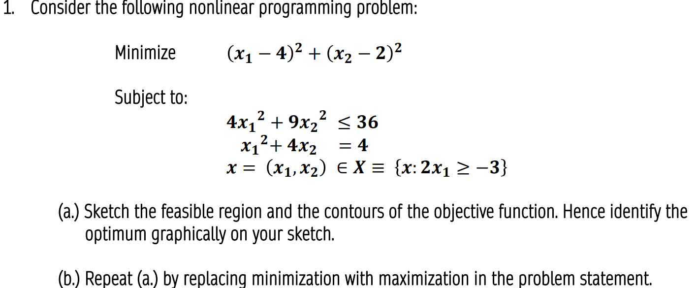 Solved Consider the following nonlinear programming | Chegg.com