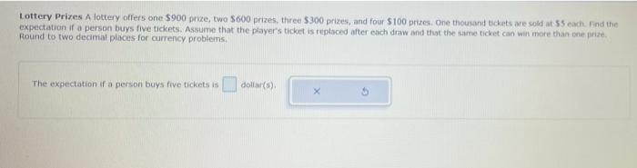 Solved Lottery Prizes A Lottery Offers One $900 Prize, Two | Chegg.com