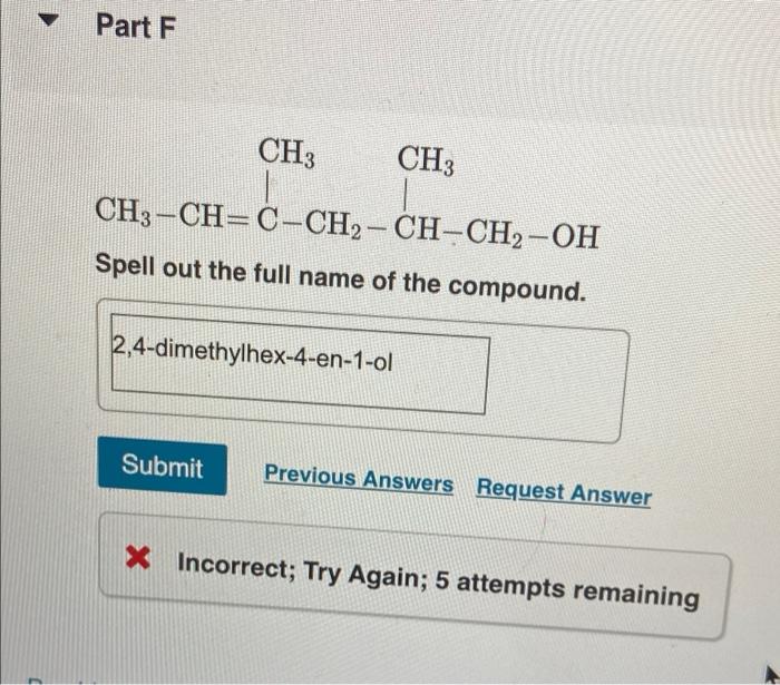 Solved Give The Systematic Names For The Following: Part A | Chegg.com