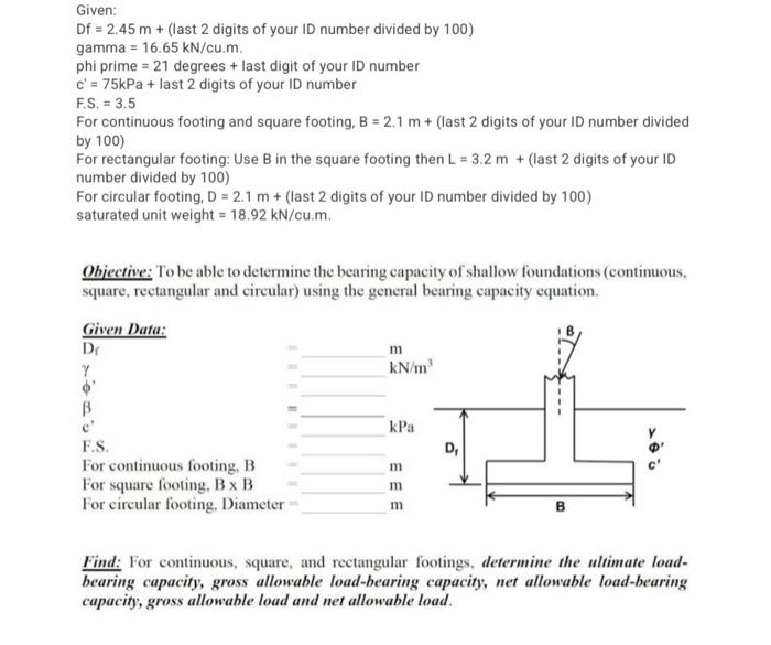 Solved Given: Df=2.45 m+( last 2 digits of your ID number | Chegg.com