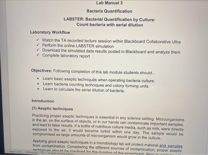 Lab Manual 3 Bacteria Quantification LABSTER