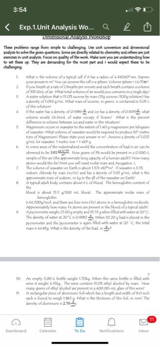 Solved 3 48 Exp 1 Unit Analysis Wo A 2 U Dimensional Chegg Com