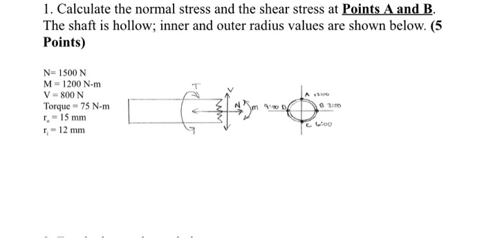 Solved 1. Calculate the normal stress and the shear stress | Chegg.com