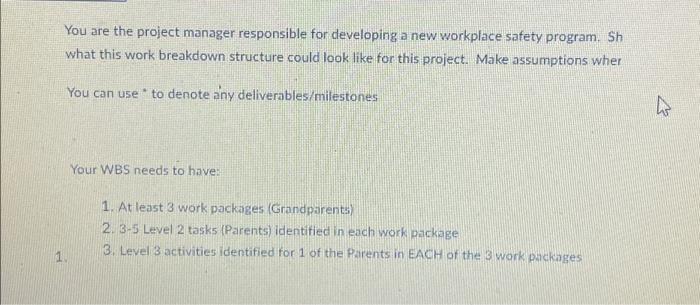 Solved 1 You are the project manager responsible for | Chegg.com