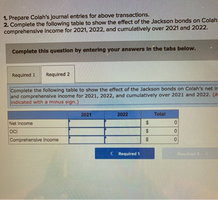 Solved Colah Company purchased 1,000,000 of Jackson, Inc.,