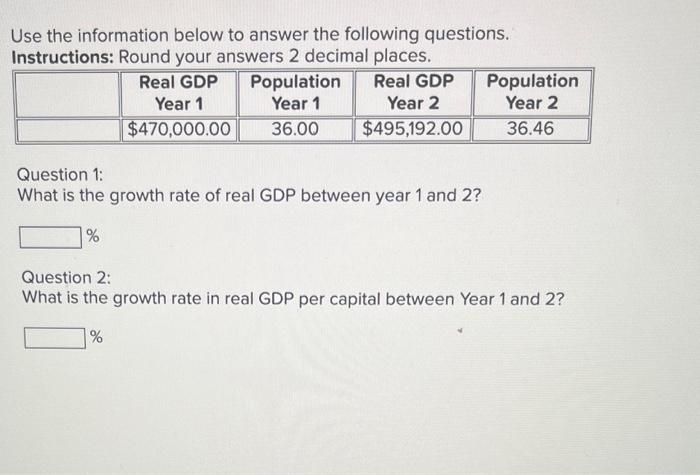 Solved Use the information below to answer the following | Chegg.com