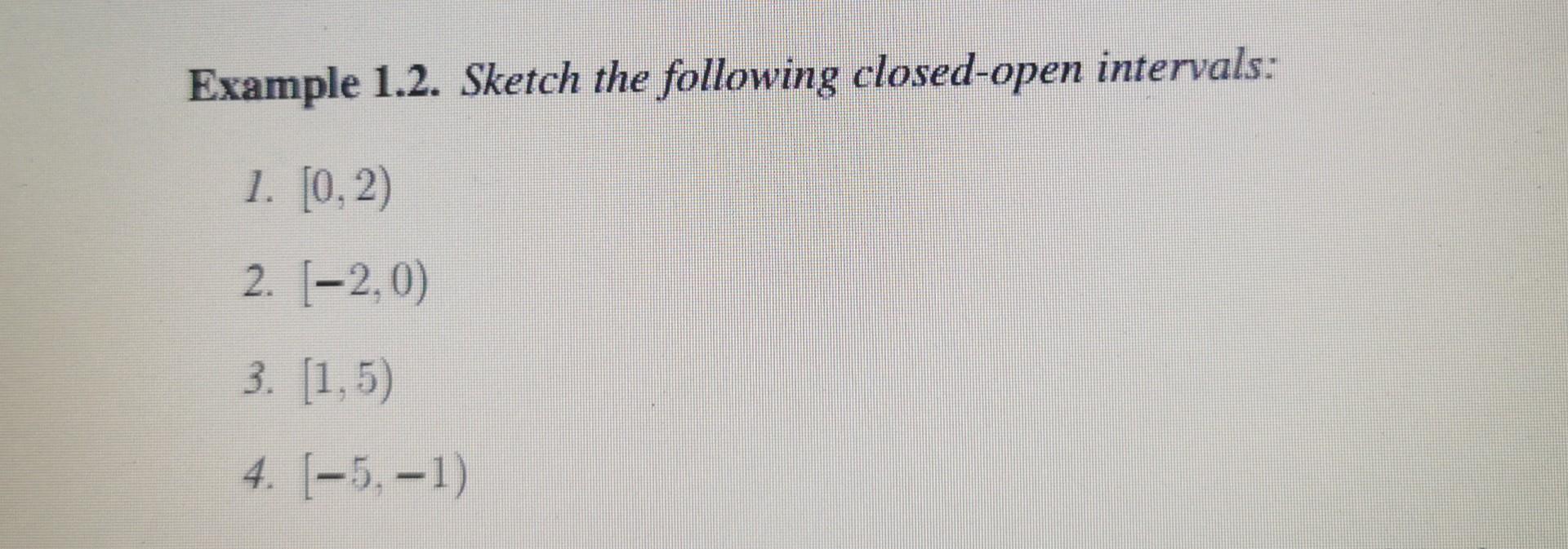 Solved Example 1.1. Sketch the following open intervals: 1. | Chegg.com
