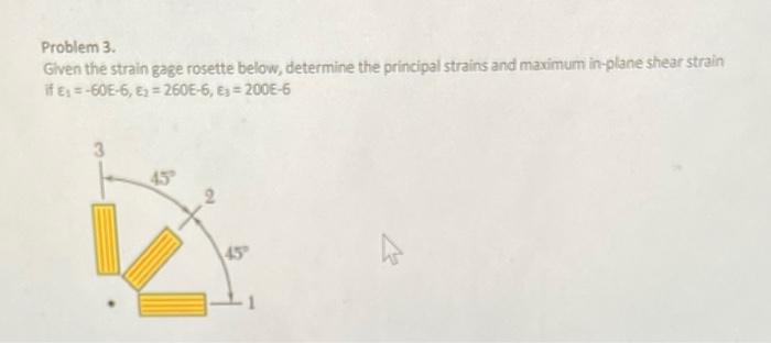 Solved Problem 3. Given the strain gage rosette below, | Chegg.com