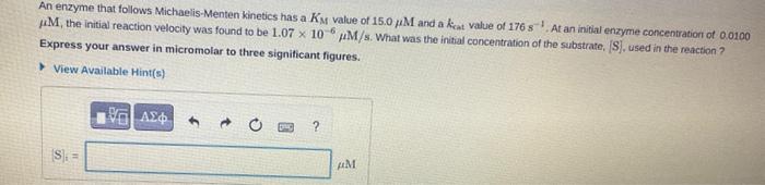 A Certain Michaelis Menton Like Enzyme Has A K M Of Chegg Com