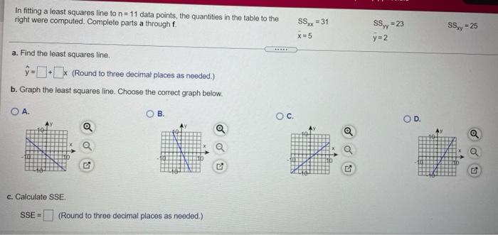 Solved In fitting a least squares line to n=11 data points, | Chegg.com