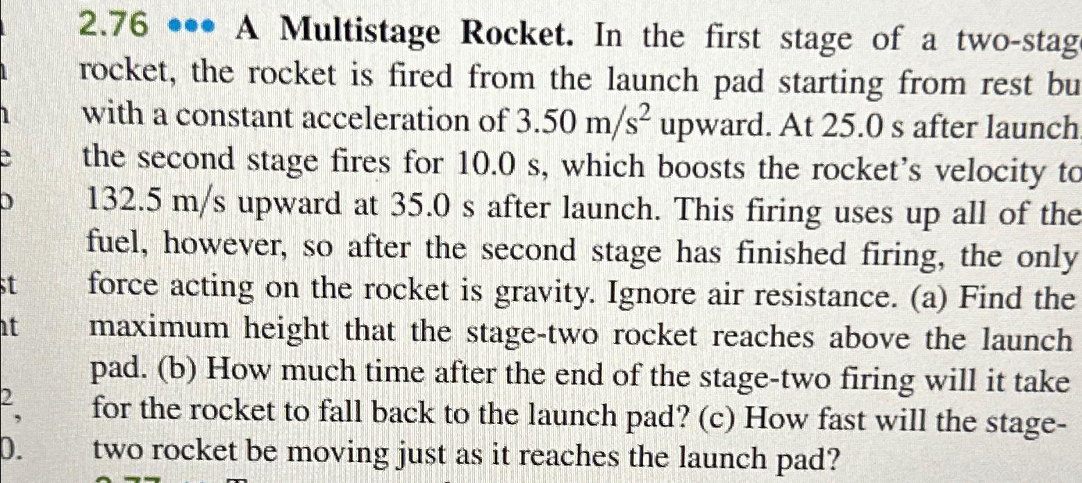 Solved 2.76cdots A Multistage Rocket. In the first stage of