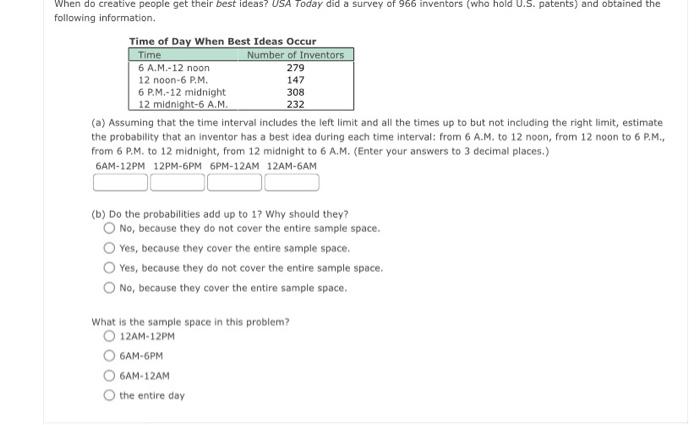 Solved When do creative people get their best ideas? USA | Chegg.com