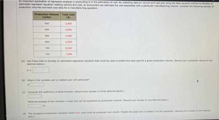Solved An important application of regression analysis in | Chegg.com