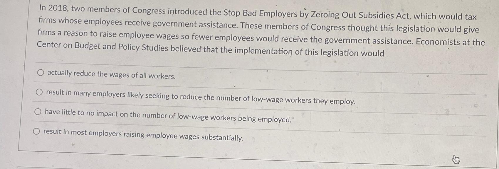 Solved In 2018, ﻿two Members Of Congress Introduced The Stop | Chegg.com