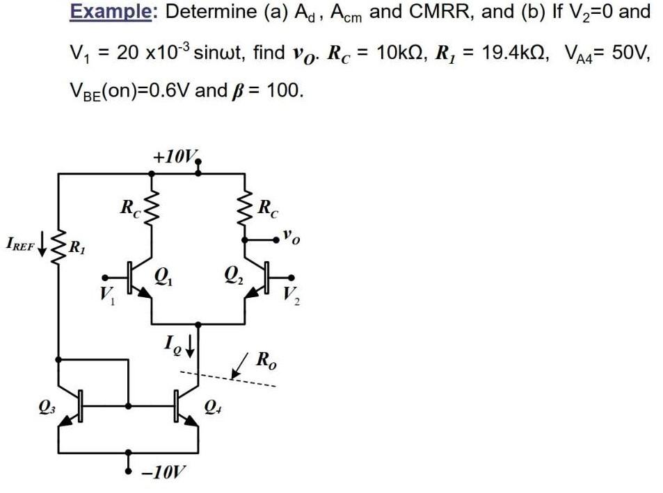 Solved Example: Determine (a) Ad,Acm And CMRR, And (b) If | Chegg.com