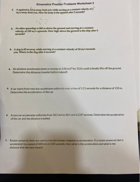 Solved Kinematics Practice Problems Worksheet 2 A squirrel | Chegg.com